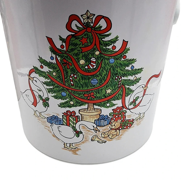 Vintage Pheonix Christmas Tree 3.5 Quart Covered Ice bucket with Tongs & Box HTF - Picture 3 of 13